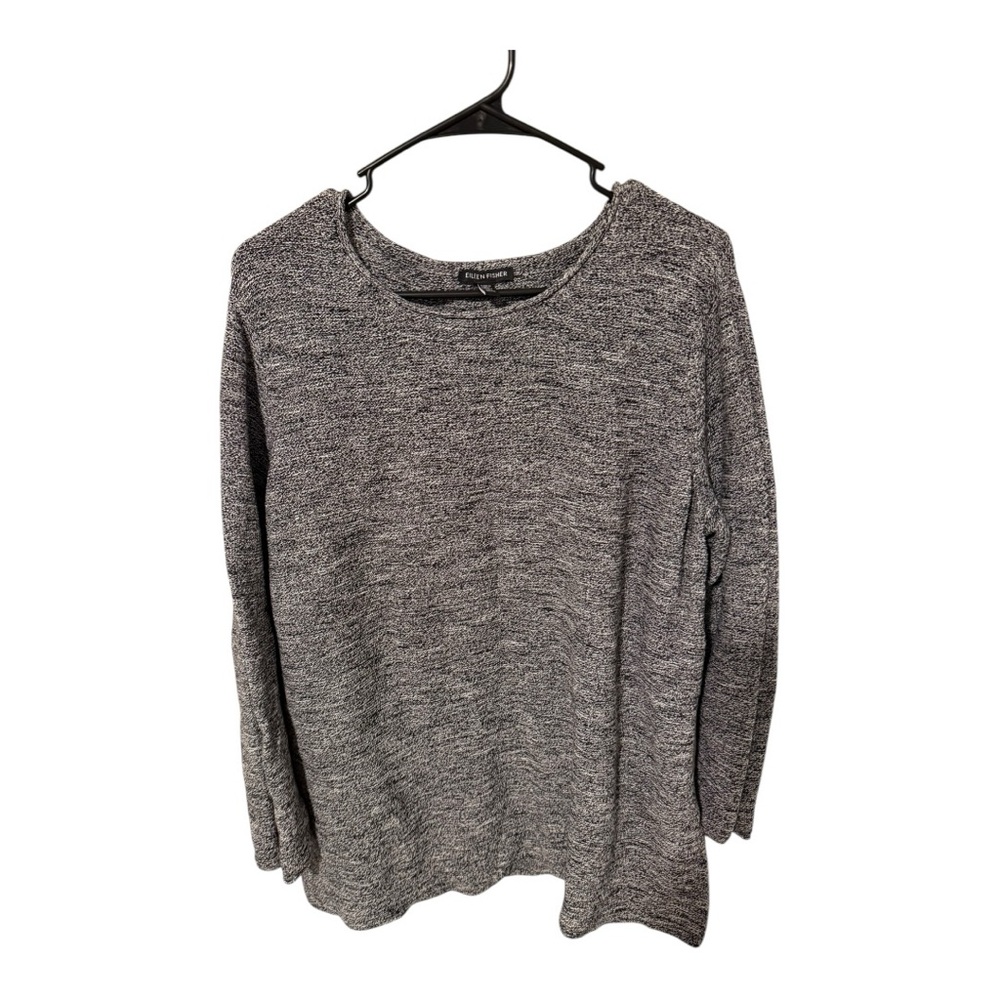 Eileen Fisher Charcoal Crew Neck Sweater Organic Cotton XL
